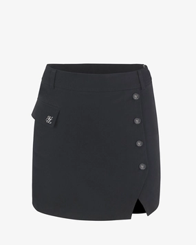 Side Slit Button Skirt Street Attire