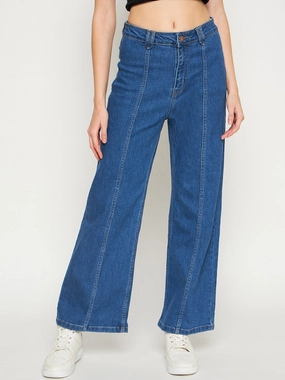 Music Event Picnic Style Madame Midblue Wide Leg Denim