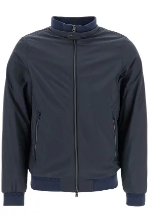 bomber impermeabile leggero in poliammide blu scuro con zip e tasche GI000414U 12456Z BLU