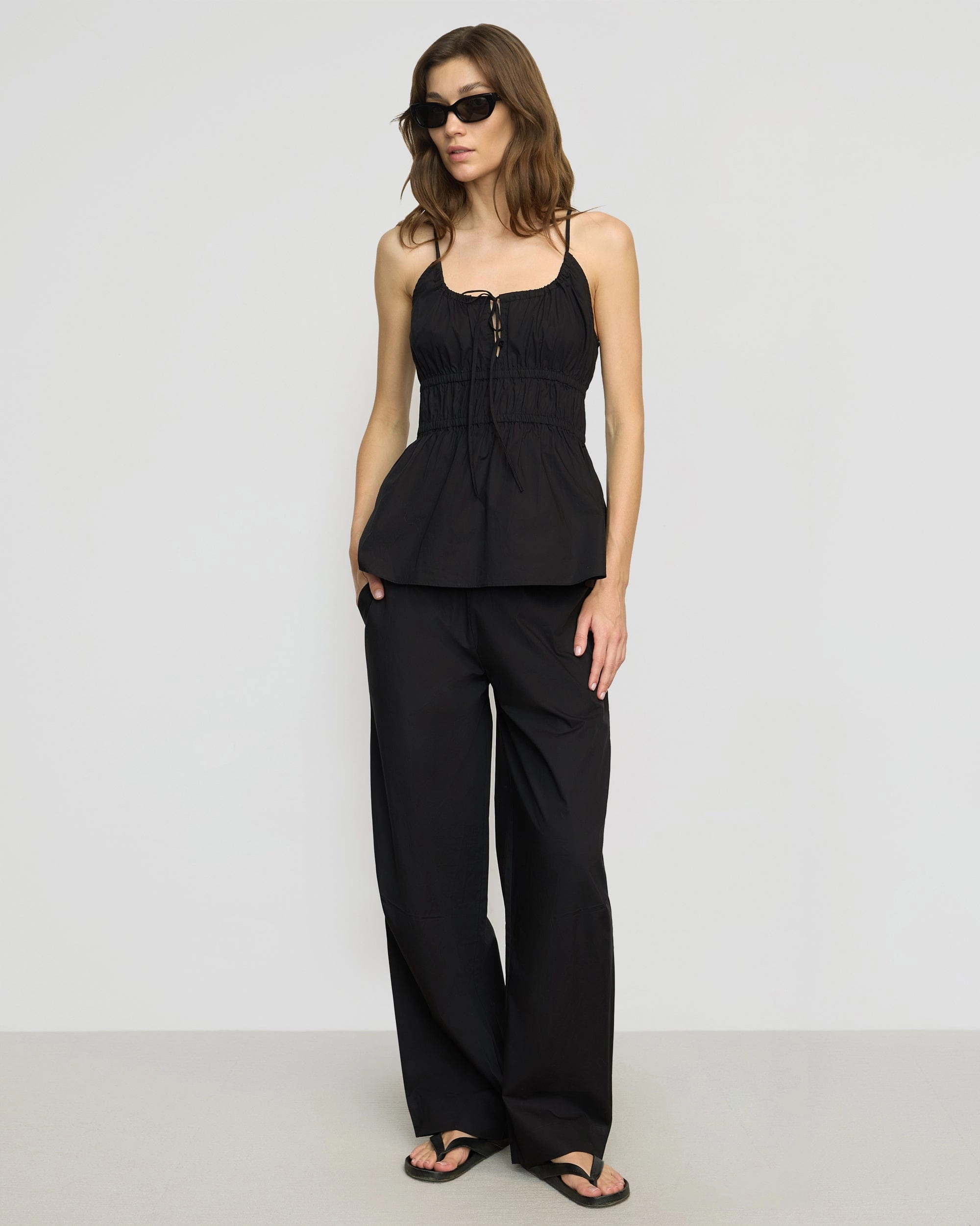 WaterResistantCoating Adjustable Hem Cuff Jamila Organic Cotton Ruched Cami