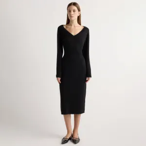 Bora Off-Shoulder V-Neck Sweater Dress Smart Fabric