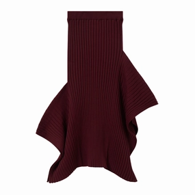 Secure Closure Hand Painted Bordeaux Knit Skirt