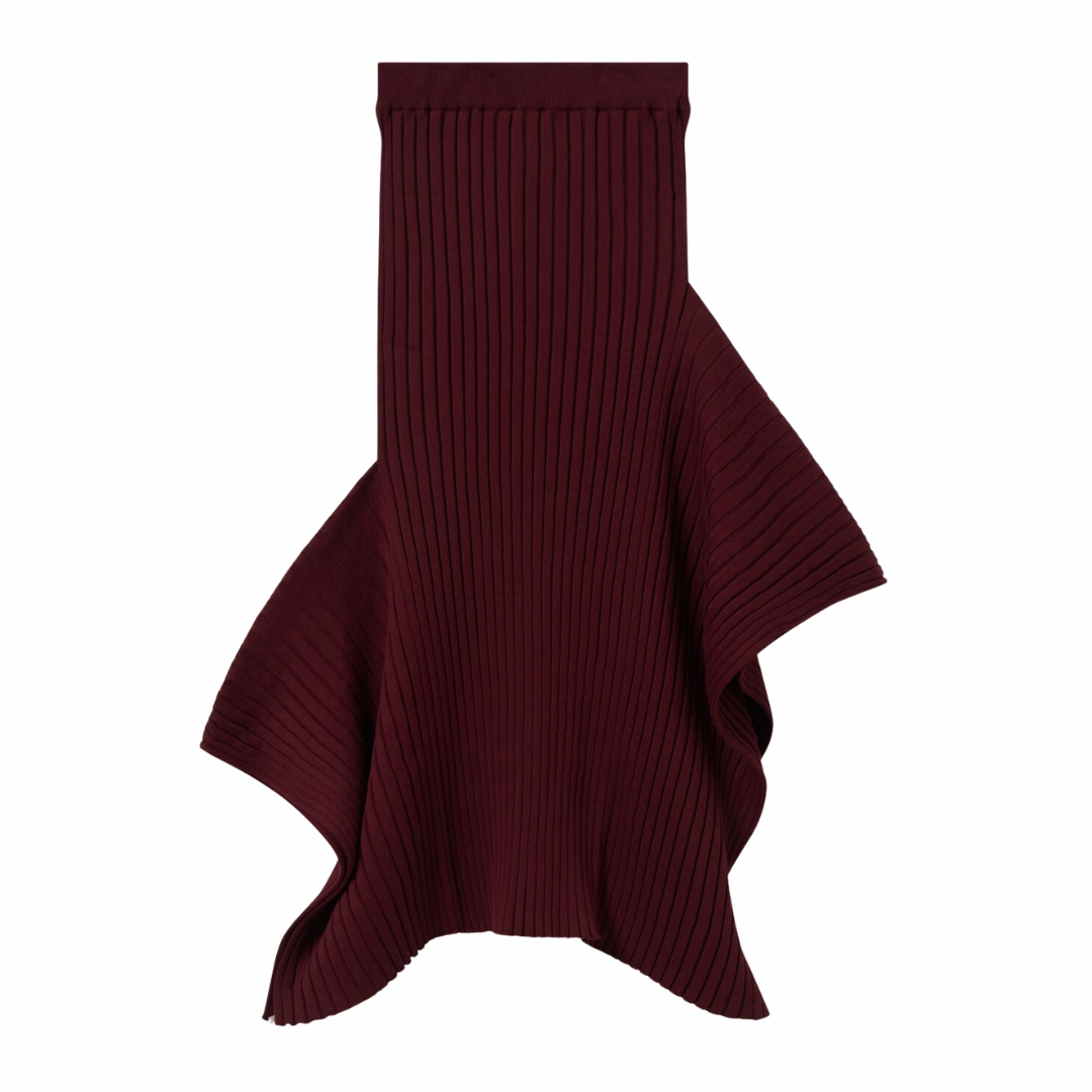 Secure Closure Hand Painted Bordeaux Knit Skirt