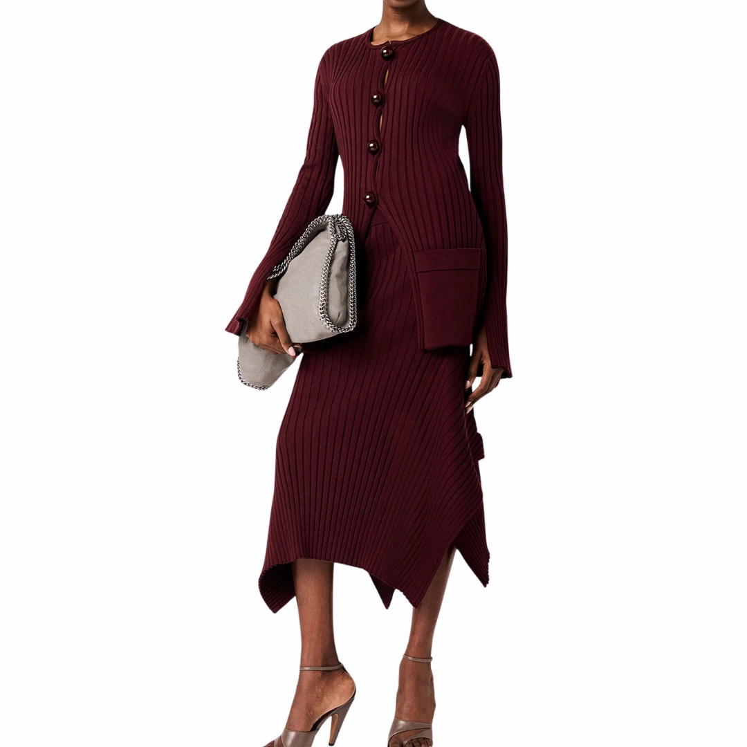 Bordeaux Knit Skirt Refined Finish High Density Weave