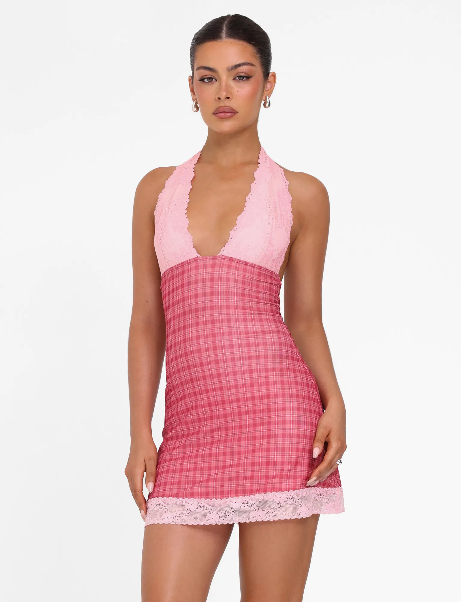 NAVIA DRESS - RED : RED CHECK Vibrant Design
