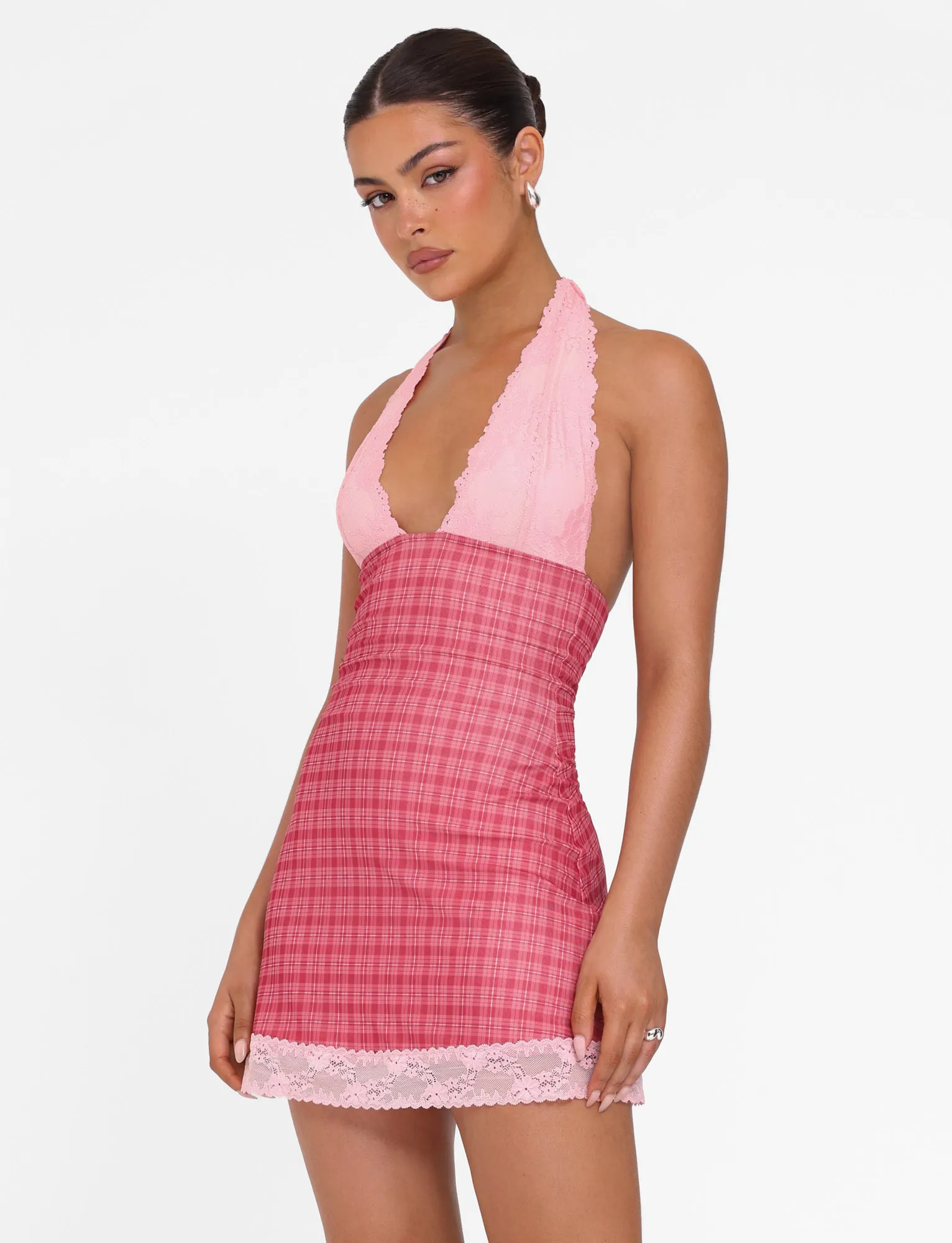 NAVIA DRESS - RED : RED CHECK Smart Pairing Wrap-Style