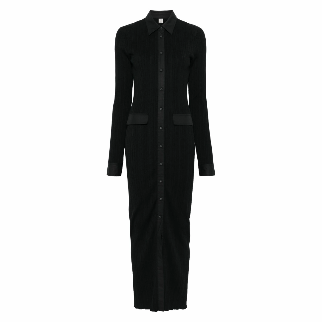 Knitted Shirt Dress Glossy Detail