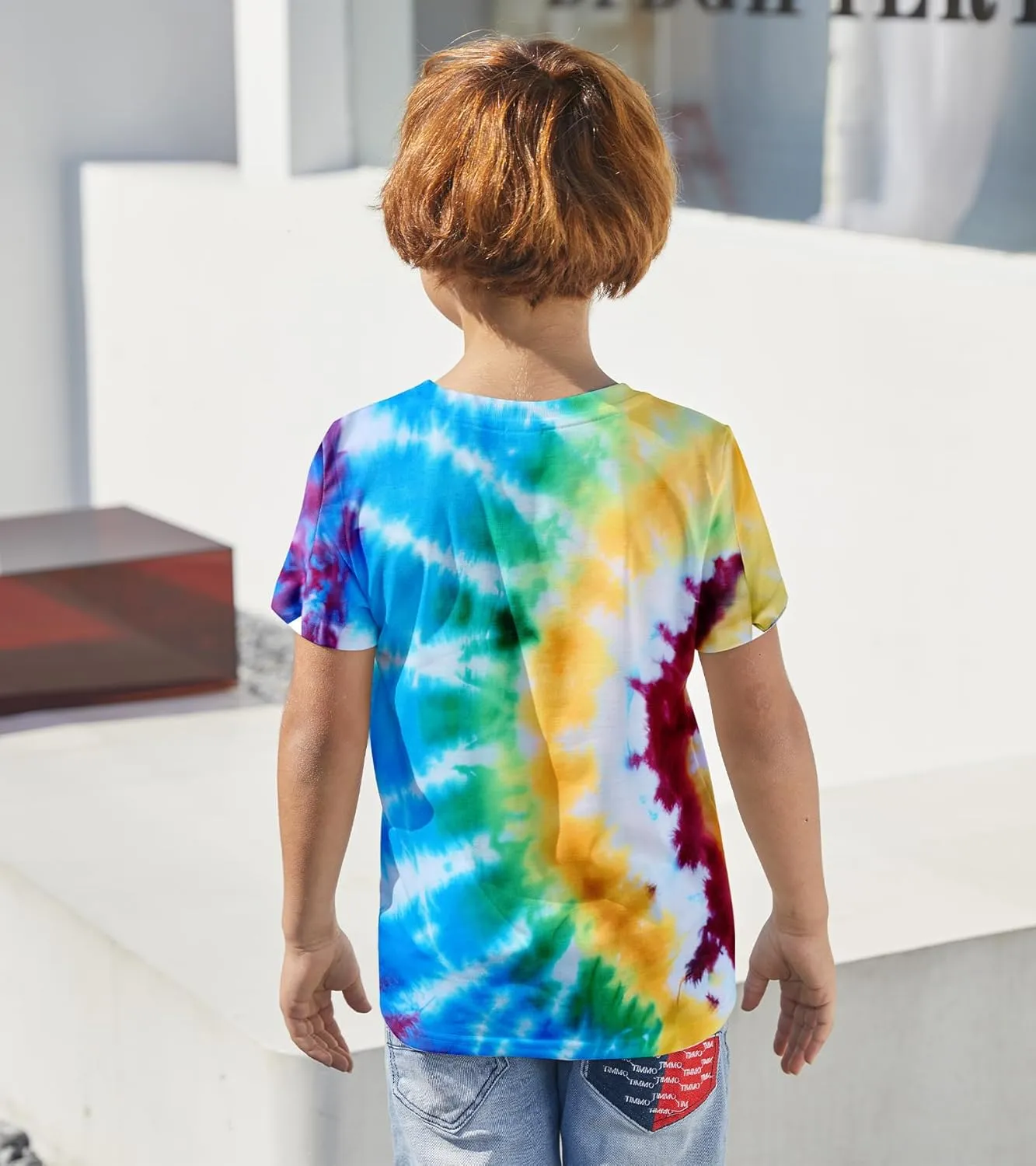 Boys Tie Dye Shirt Size 4-14 Hippies Senior Rainbow Tees T Shirts for Kids