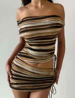 Jewel Tones BRAELYN MINI SKIRT  - BROWN STRIPE