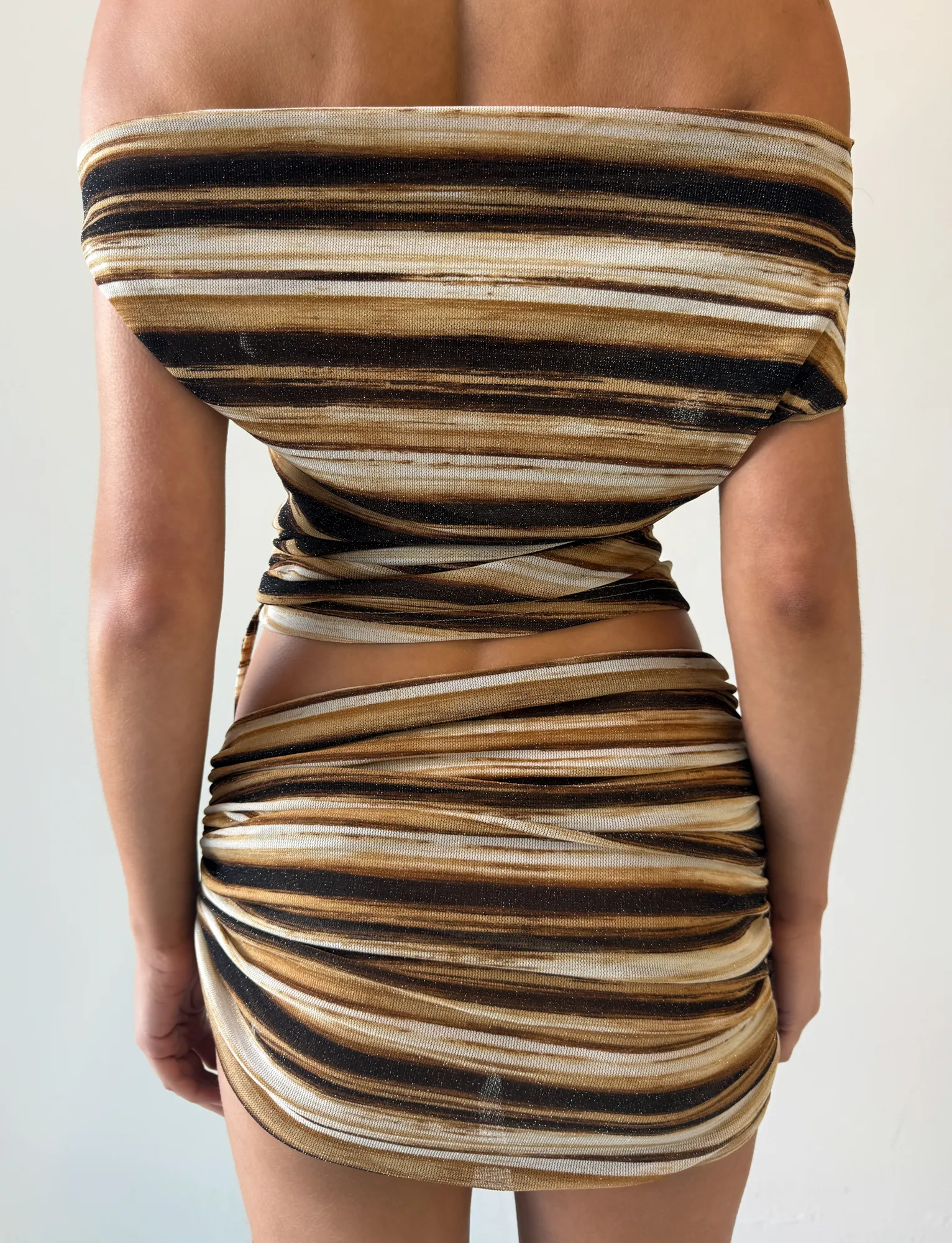 BRAELYN MINI SKIRT  - BROWN STRIPE Active Wear Art Gallery Visit