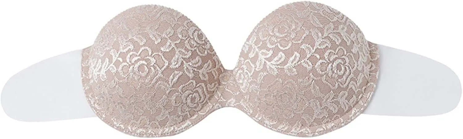 Bras for Women Lace Push Up Sticky Bra Sexy Reusable Backless Lift Strapless Bra for Backless Dresses