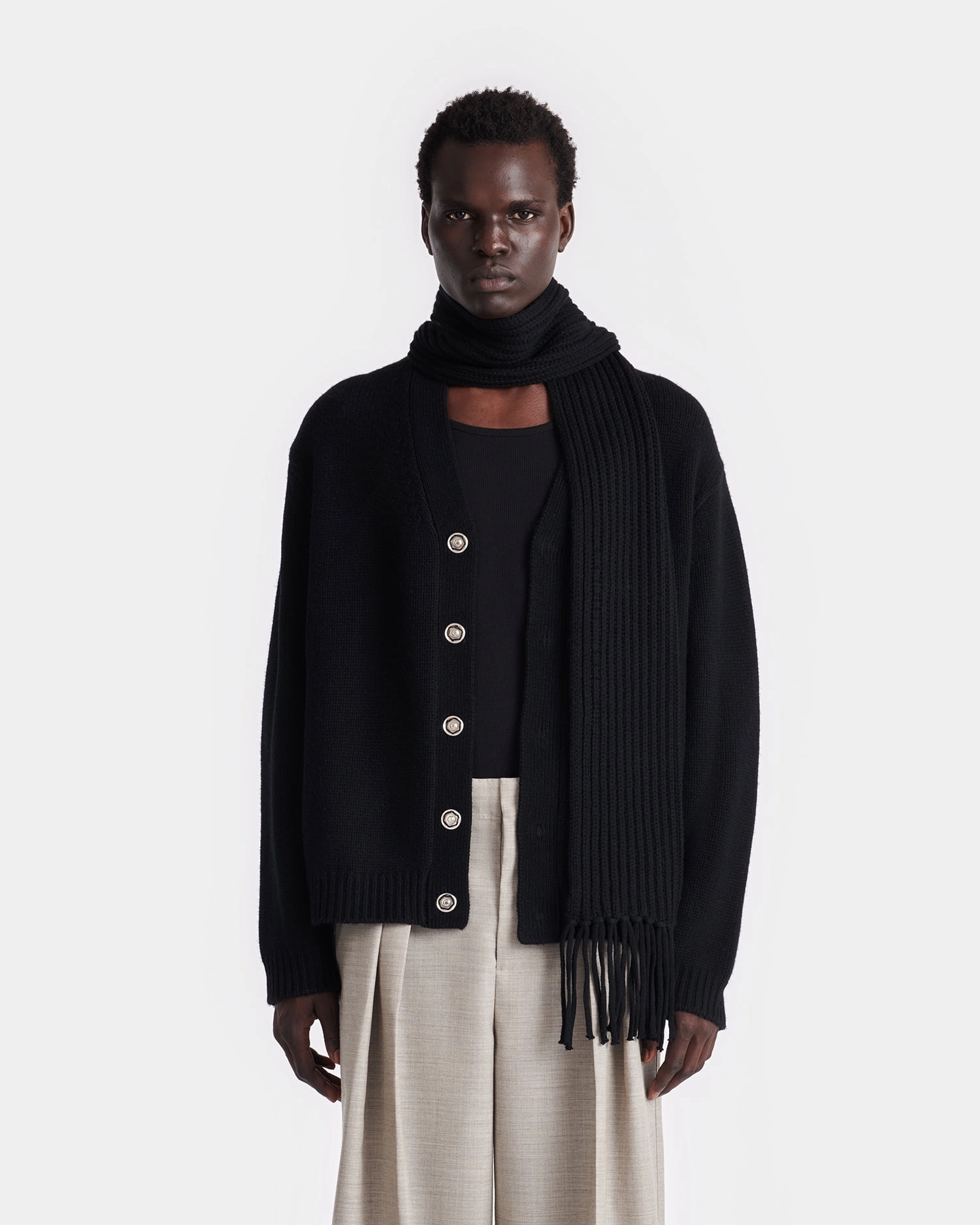 Cozy Finish Oversized Fit Braye - Cashmere-Blend Cardigan - Black