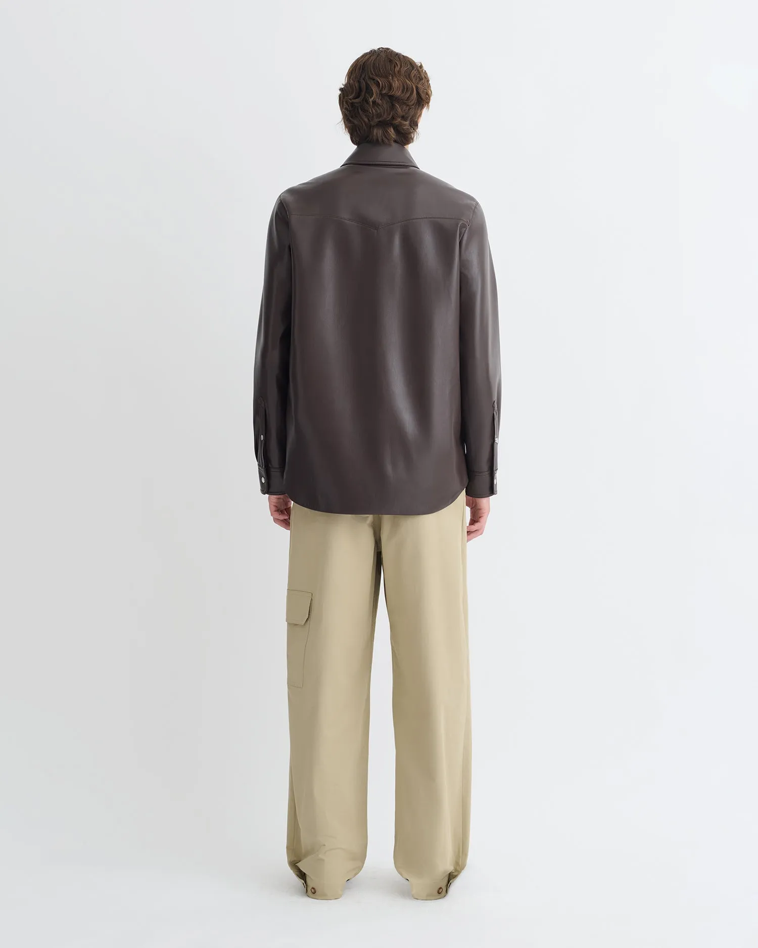 Casual Elegance Tagless Labeling Braylo - Okobor? Alt-Leather Shirt - Coffee Ground