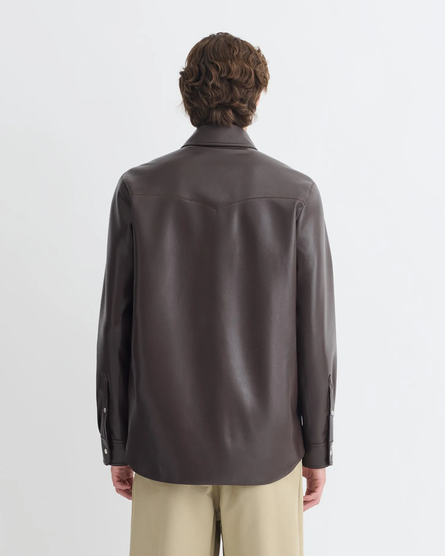 Mid - rise Braylo - Okobor? Alt-Leather Shirt - Coffee Ground