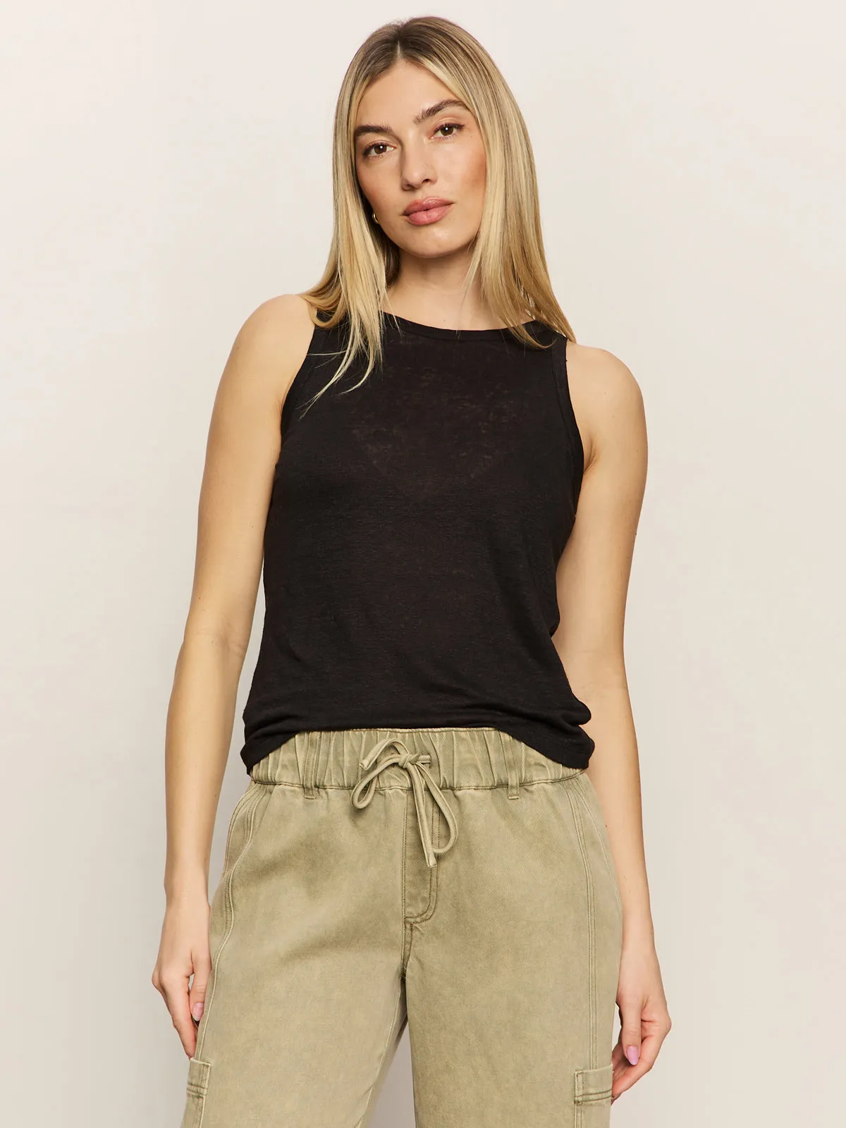 Linen Tank Black Sporty Flex Cozy Comfort