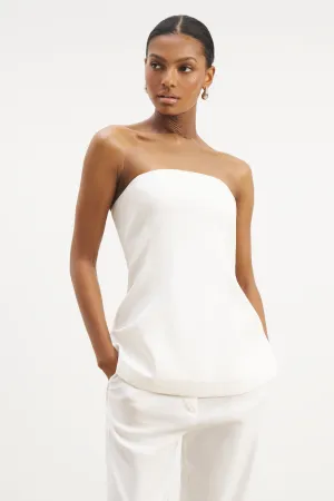 Strapless Linen A Line Bodice - White NaturalFiberBlend