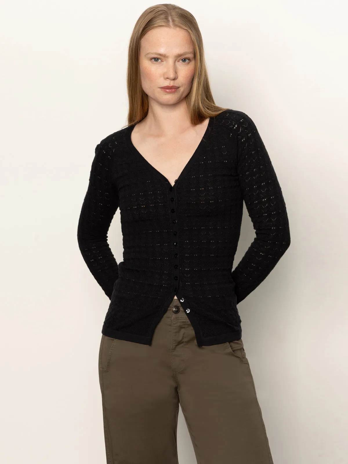 Fitted Raglan Cardi Black Quick Release Fastener Multi Panel Design