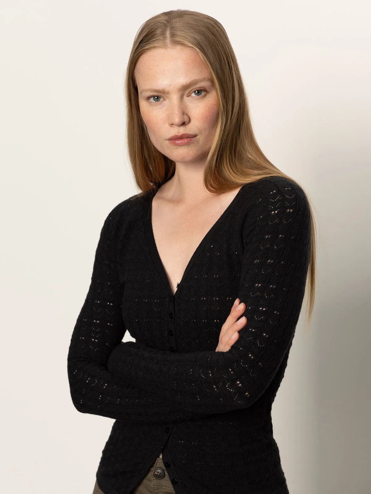 NonSlip Grip Tape Fitted Raglan Cardi Black