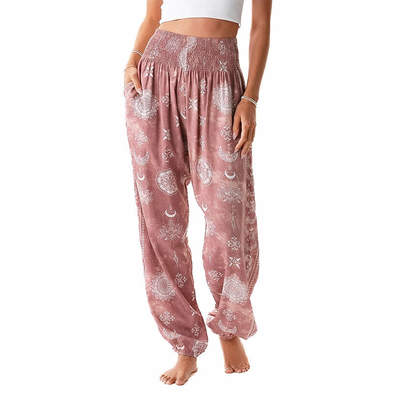 Durable Seams Dusty Rose Lotus Moon Harem Pants
