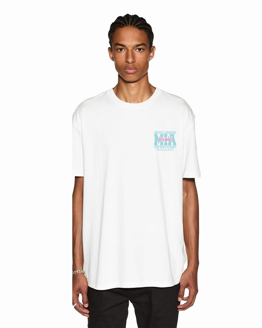 MIAMI AND THE STREETS SS BIGGIE TEE WHITE Odor Resistant Treatment Tear Resistant Knit