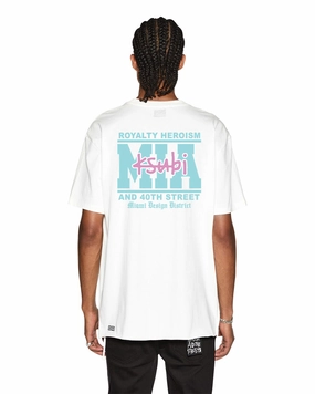 Trendy Tops Eco Friendly Dye MIAMI AND THE STREETS SS BIGGIE TEE WHITE