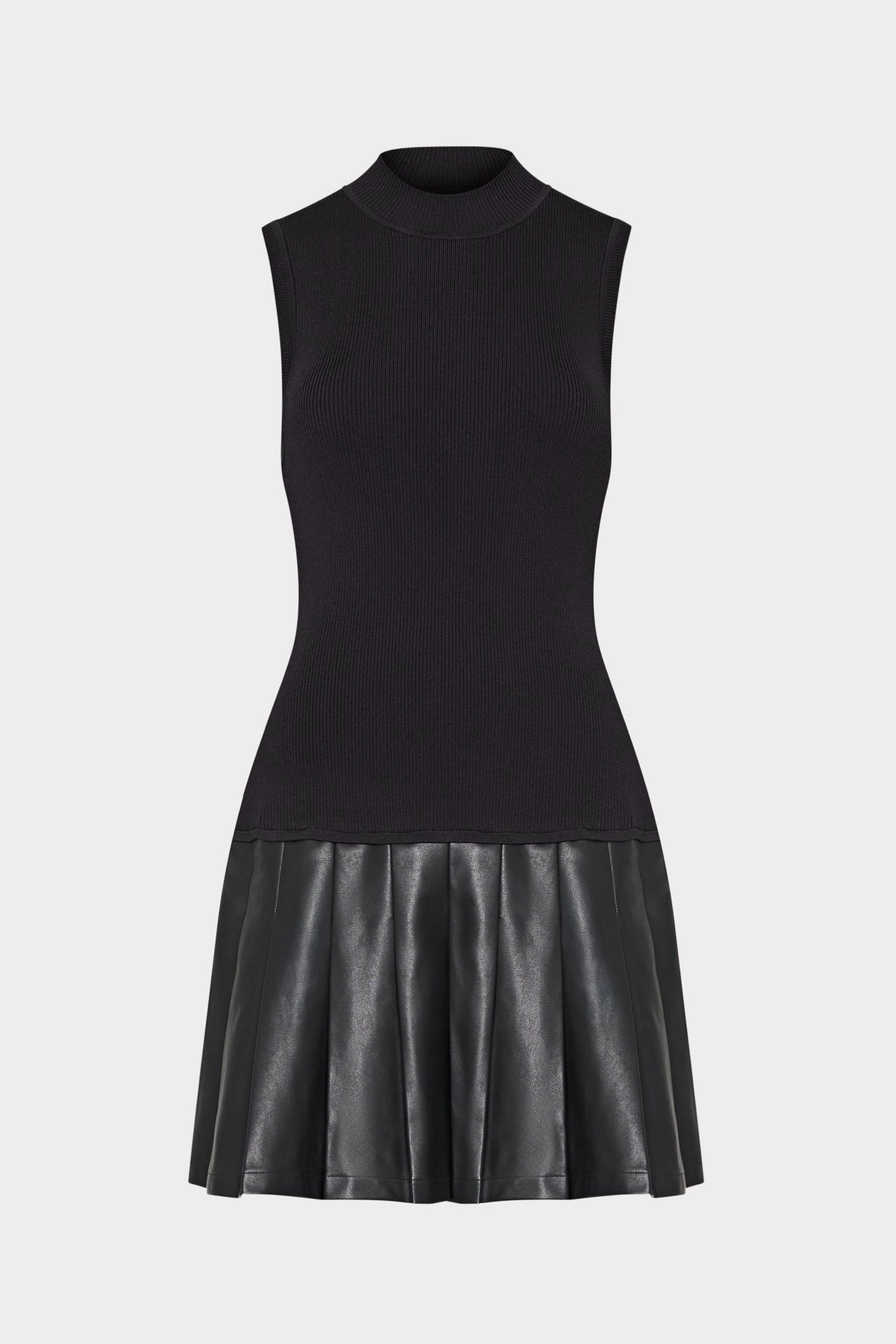 elastic waistband Leather Skirt Knit Dress