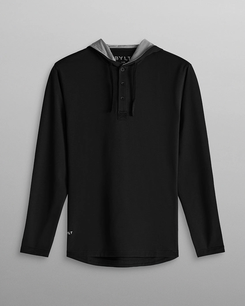 Water-Repellent Finish Summer Drop-Cut: LUX Hooded Henley