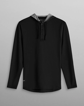 Water-Repellent Finish Summer Drop-Cut: LUX Hooded Henley