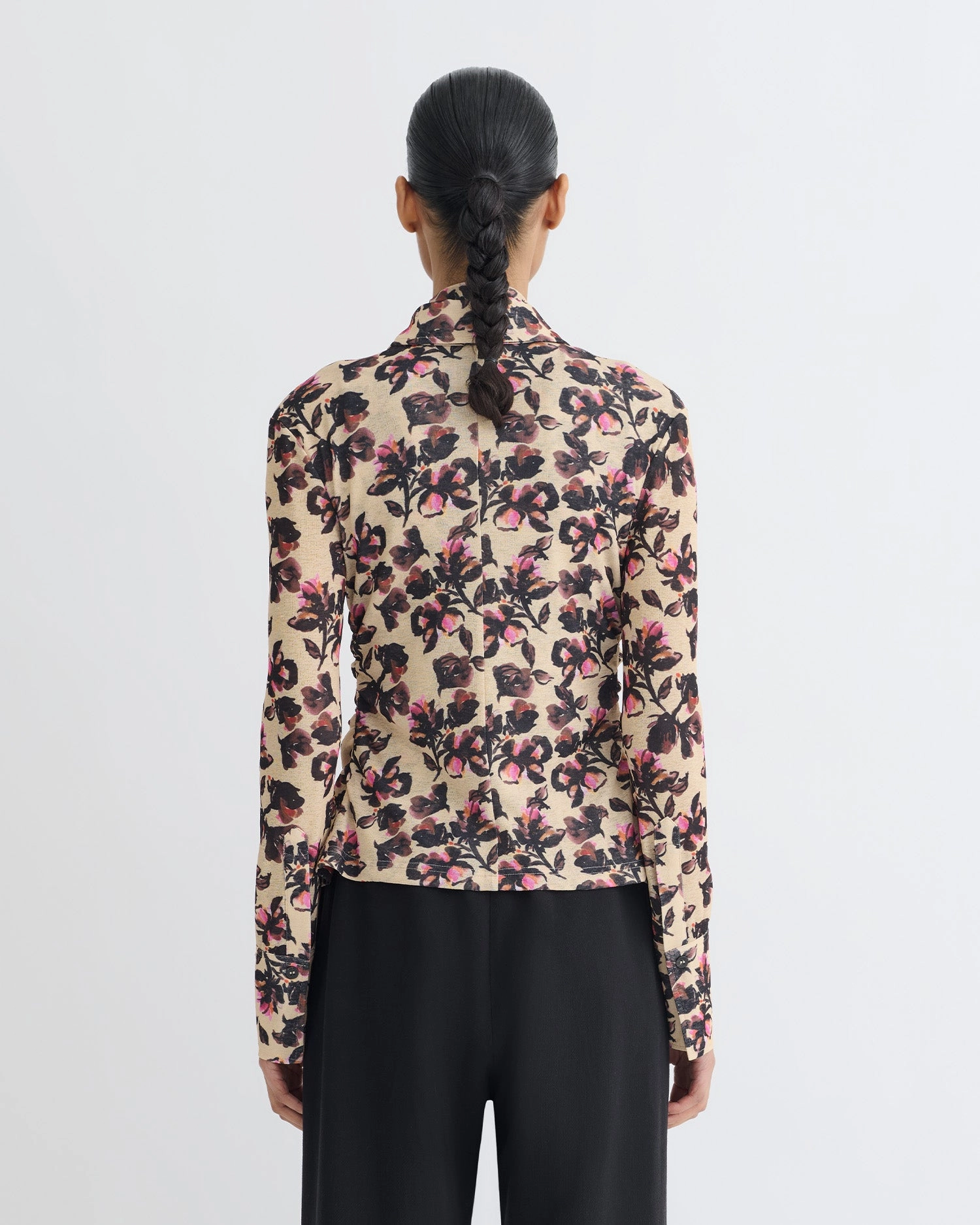 Idana - Printed Mesh Jersey Shirt - Tapestry Floral LightweightFabric DoubleLayered
