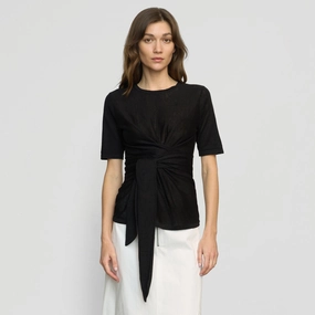 Winter Apparel Lark Tie-Front Linen Sweater