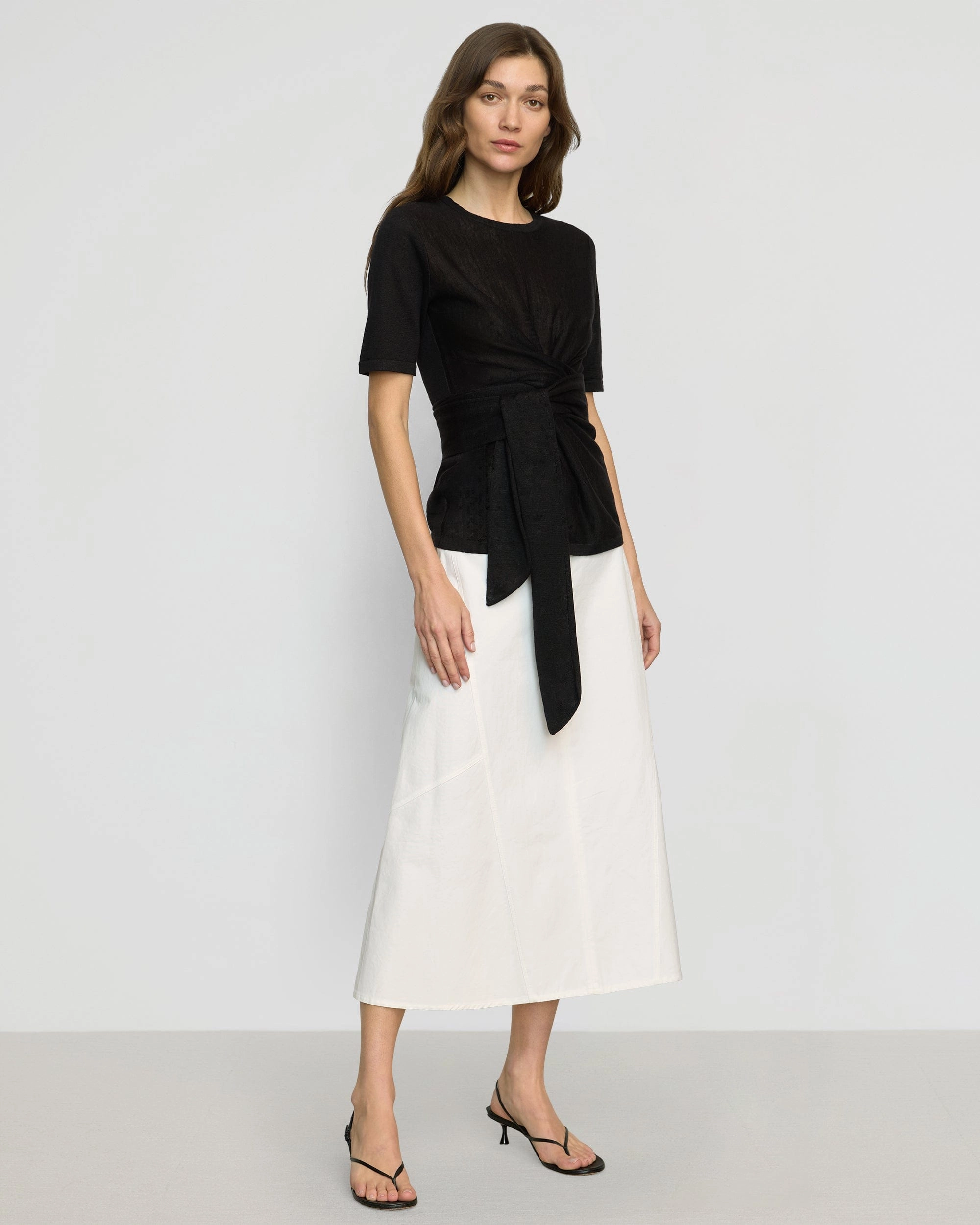 All Day Comfort Design Lark Tie-Front Linen Sweater