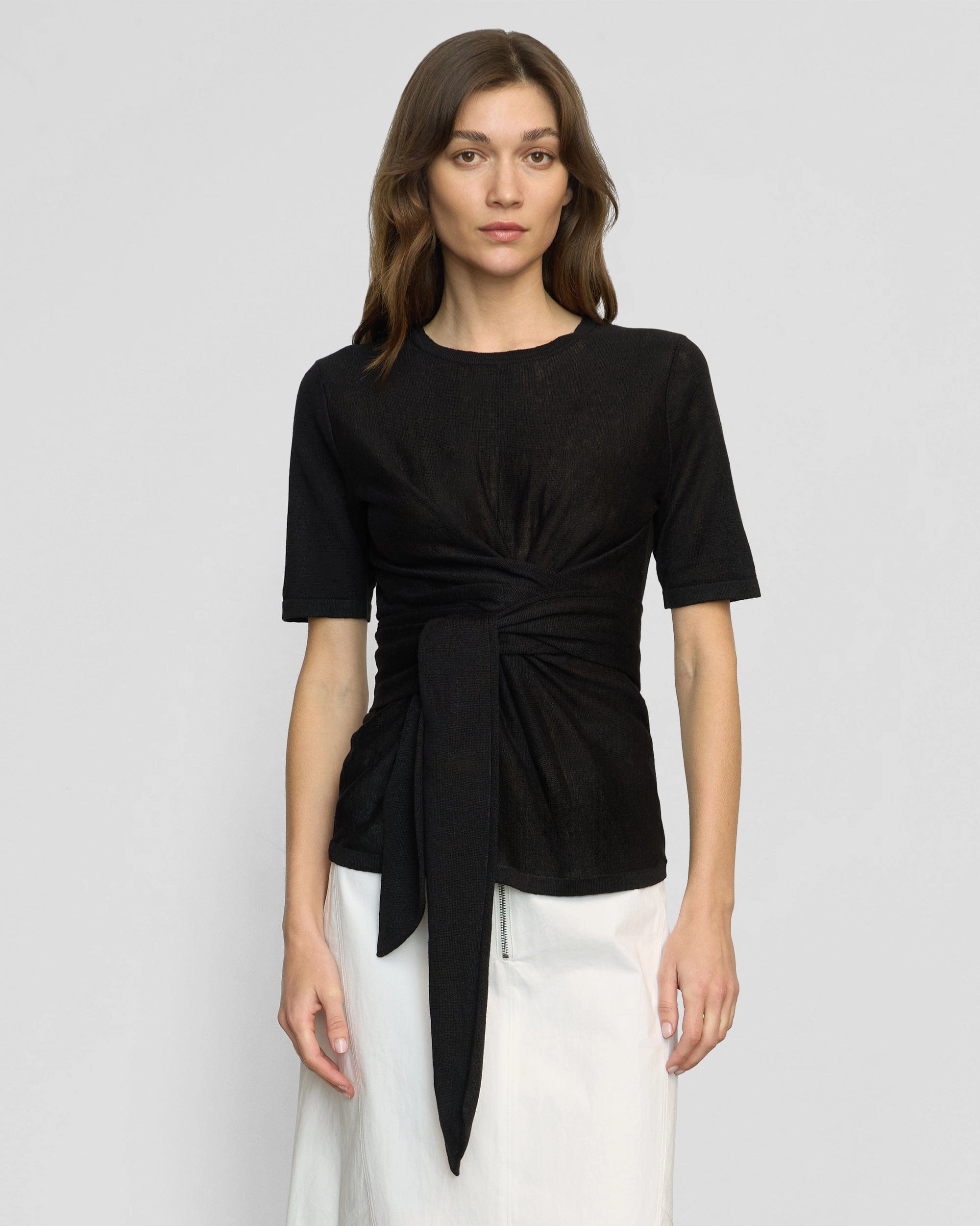 Chill Flex Lark Tie-Front Linen Sweater