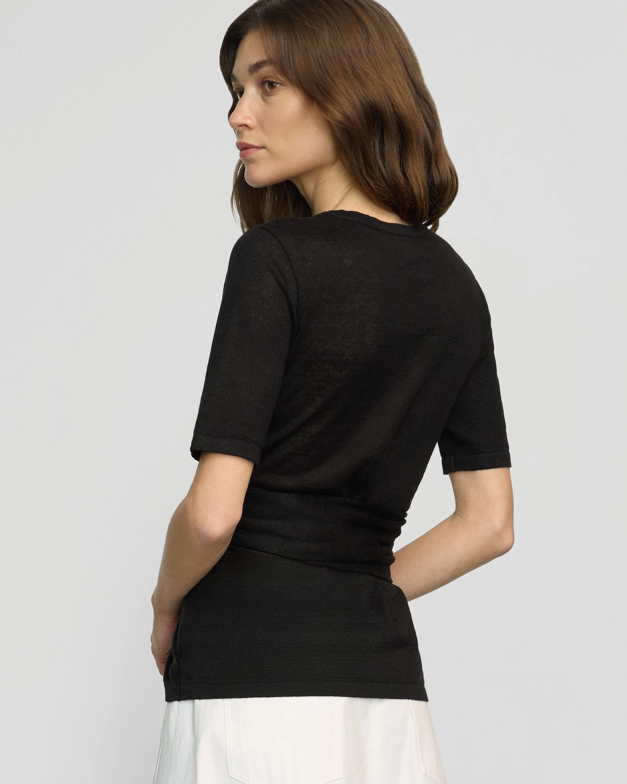 Lark Tie-Front Linen Sweater Eco Friendly Material