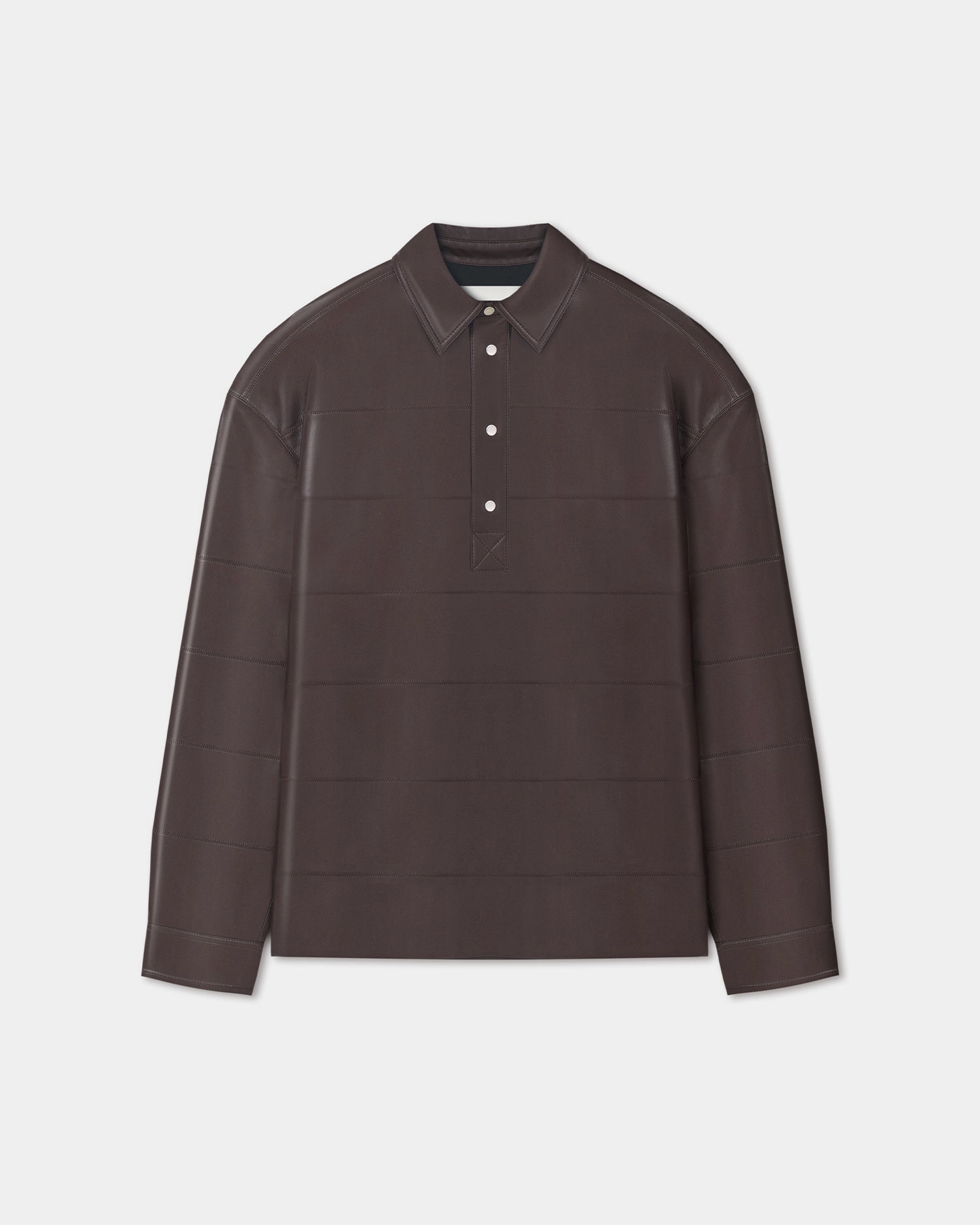 Mateo - Okobor? Alt-Leather Polo Shirt - Coffee Ground Relaxed Top Flexible Knit Blend