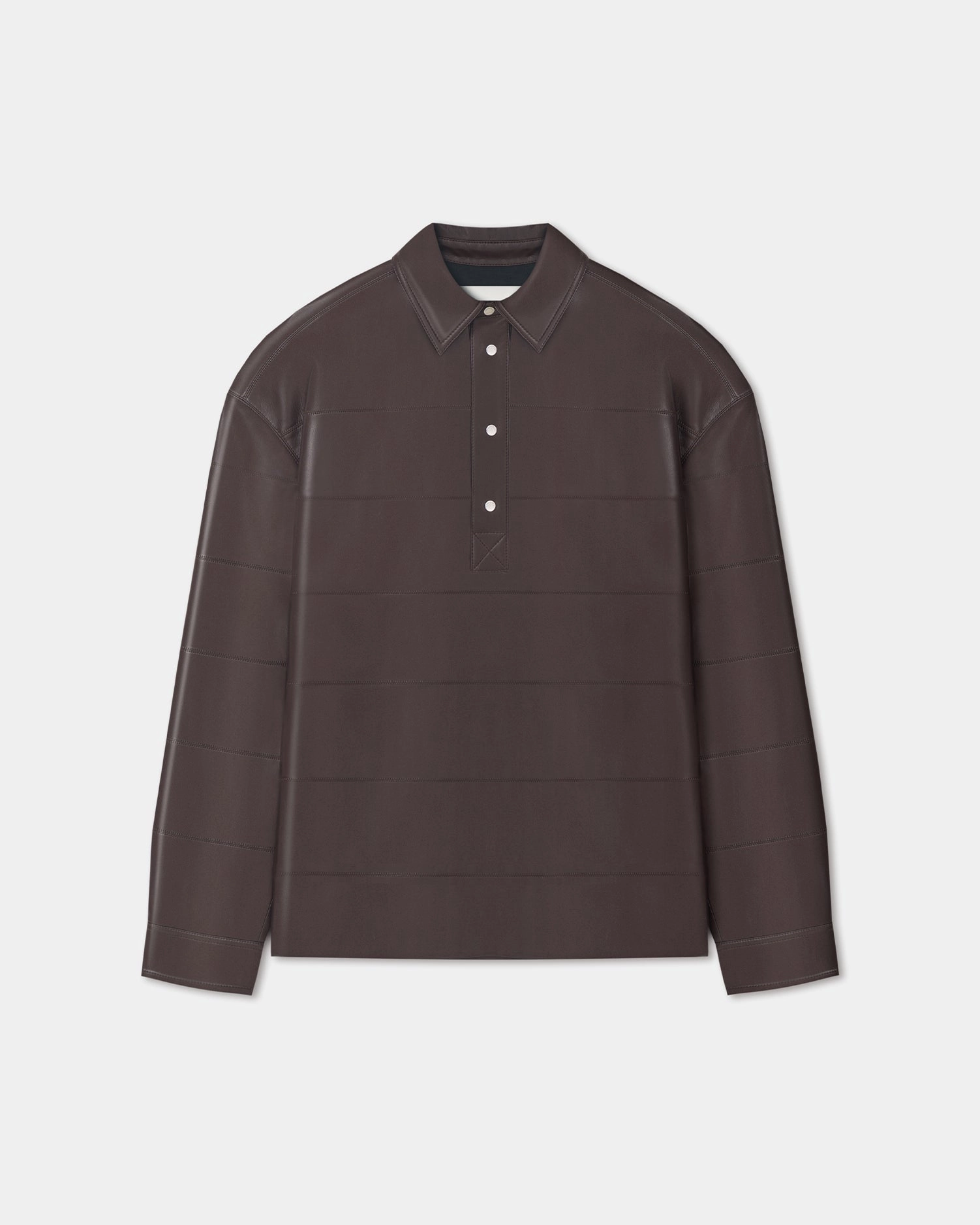 Linen Blend Fabric Layered Ply Construction Mateo - Okobor? Alt-Leather Polo Shirt - Coffee Ground