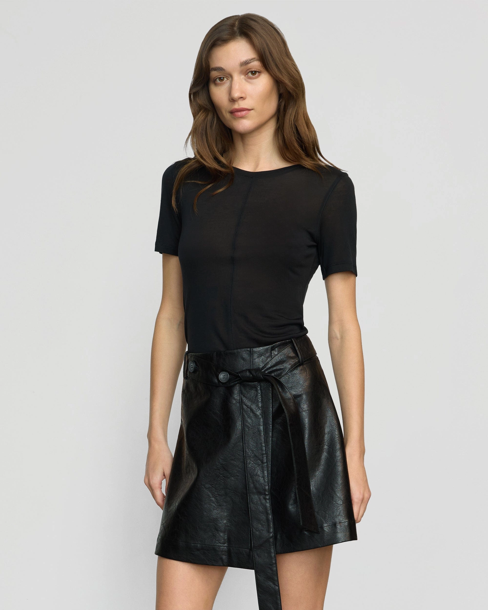 BondedHemline Thea Semi-Sheer Tencel Crew-Neck Tee