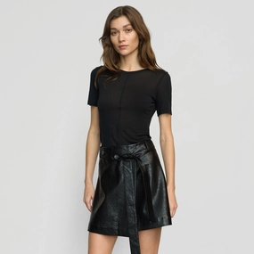 Brushed Inner Layer MultiPanelBreathability Thea Semi-Sheer Tencel Crew-Neck Tee