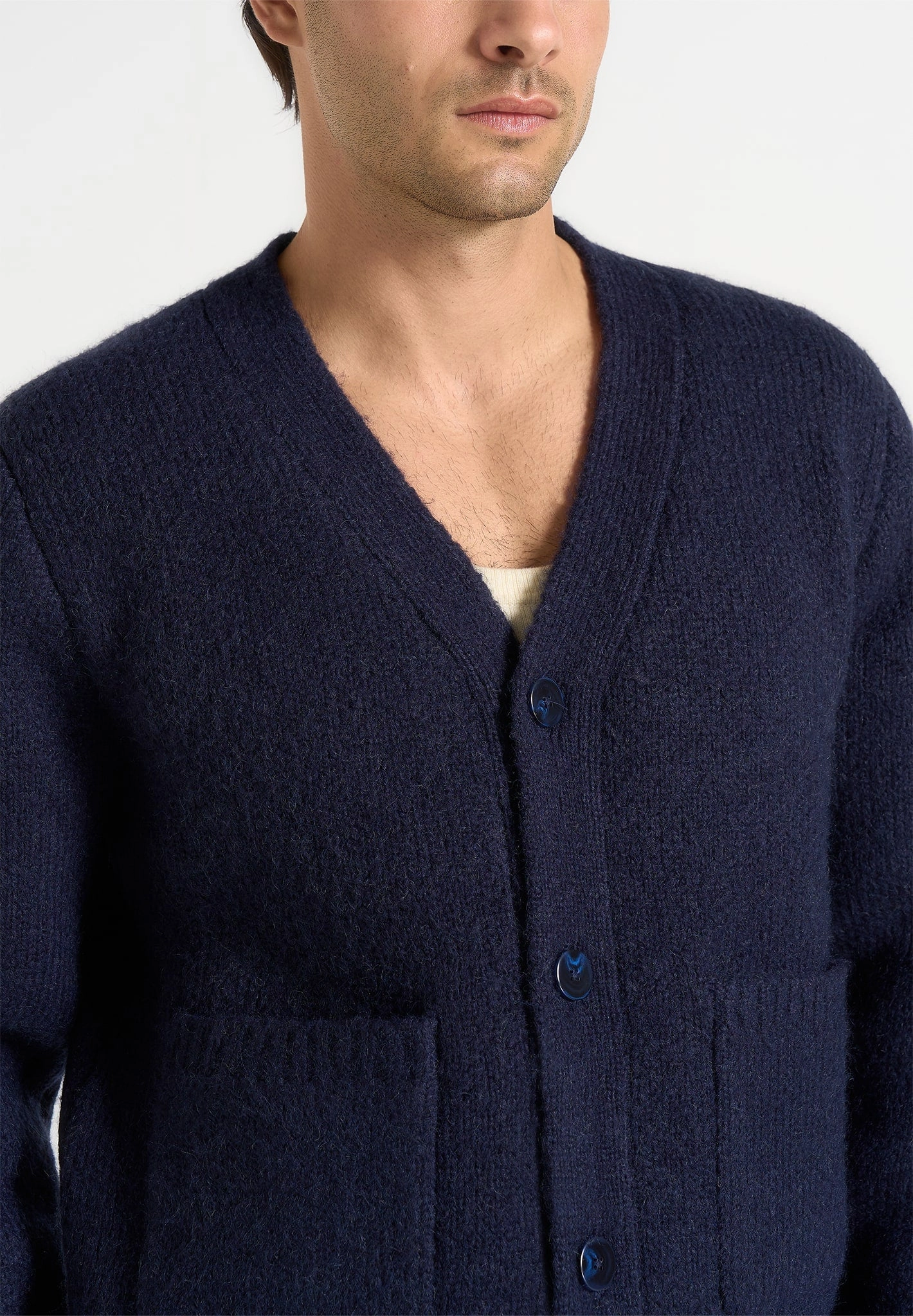 Friction Resistant Classic Warmth Aldo - Wool Knit Cardigan - Navy