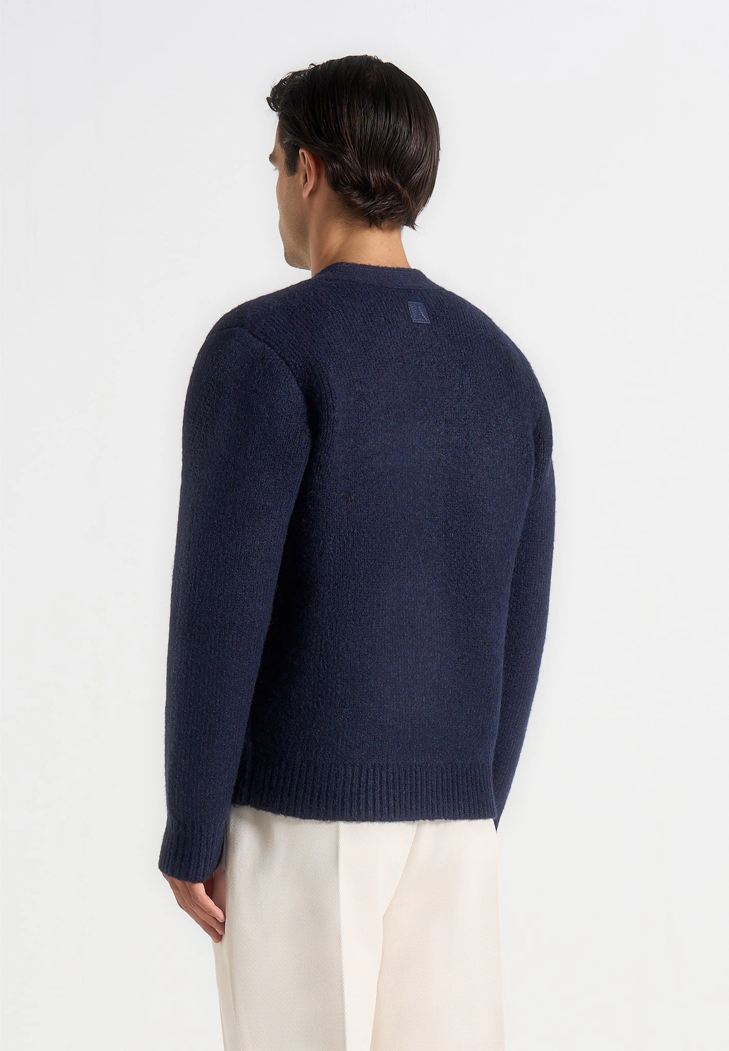 Multi Directional Stretch Aldo - Wool Knit Cardigan - Navy
