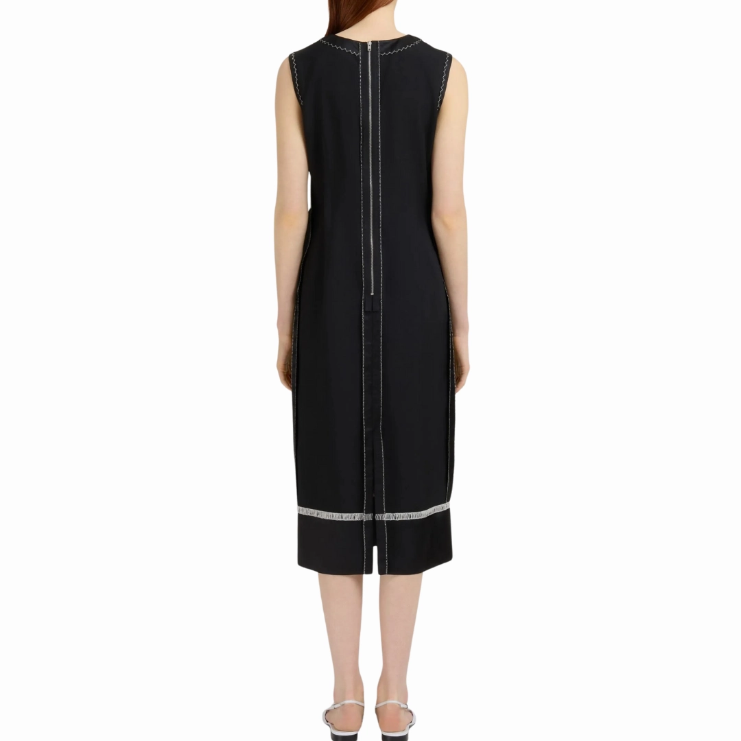 Tropical Wool Midi Dress Elegant Style