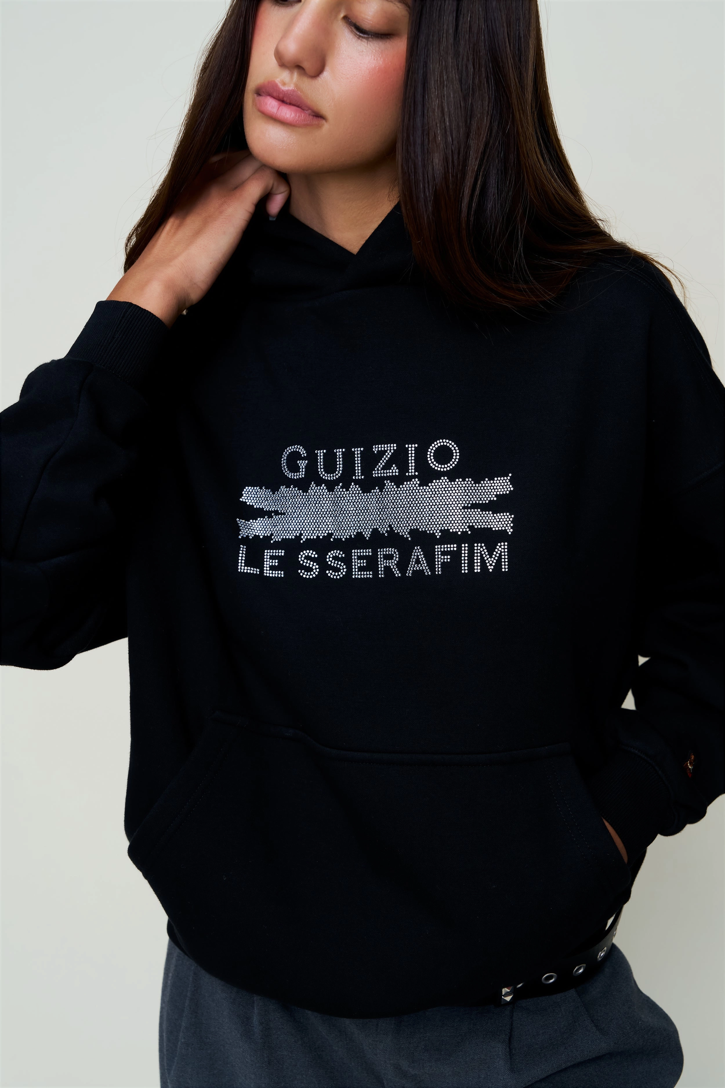 Layered Look Daily Comforted Bedazzled Pull Over Hoodie