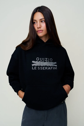 Flexible Layer Bedazzled Pull Over Hoodie