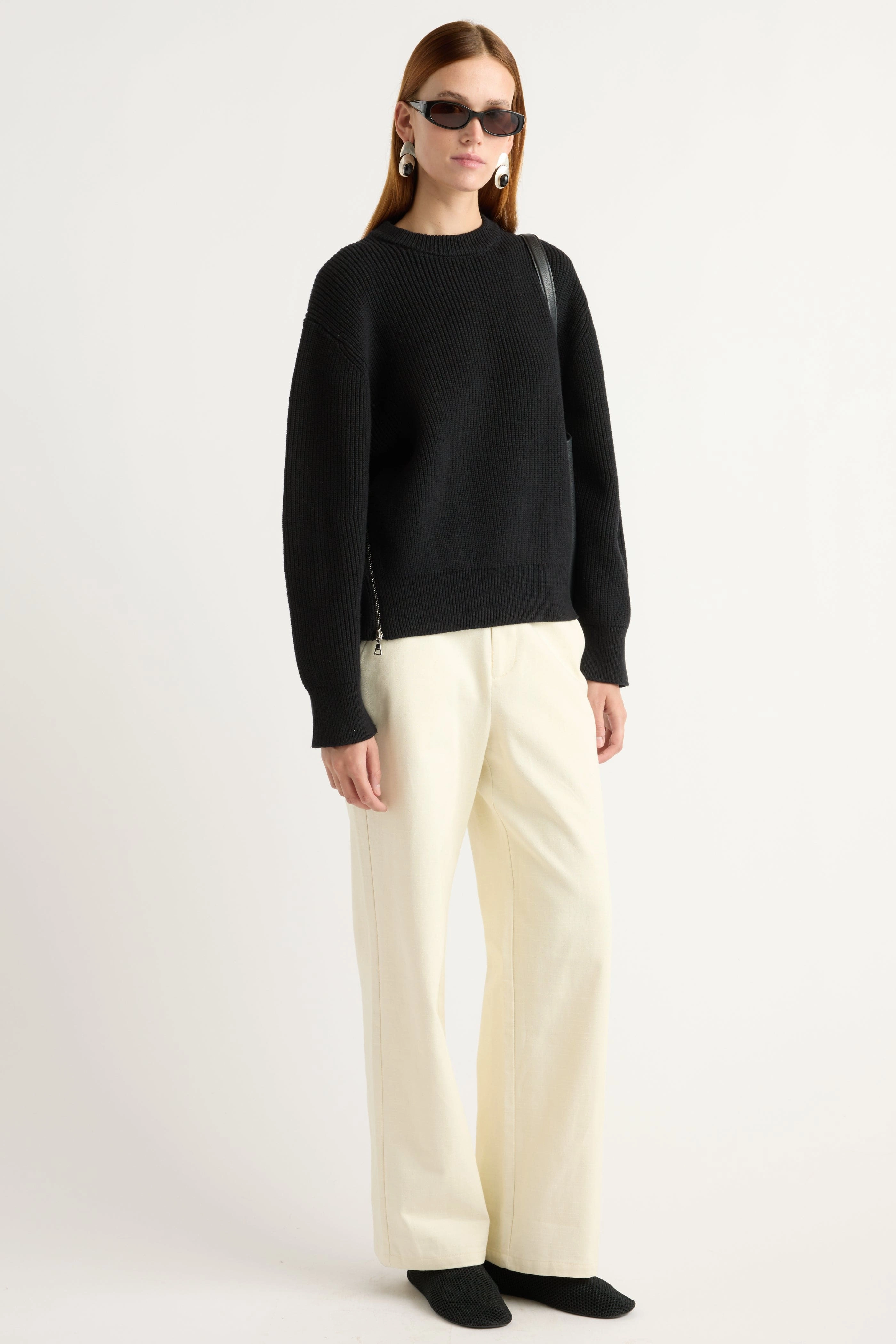 Tate Organic Cotton Side-Zip Sweater Chilly Day Style All Season Knitwear