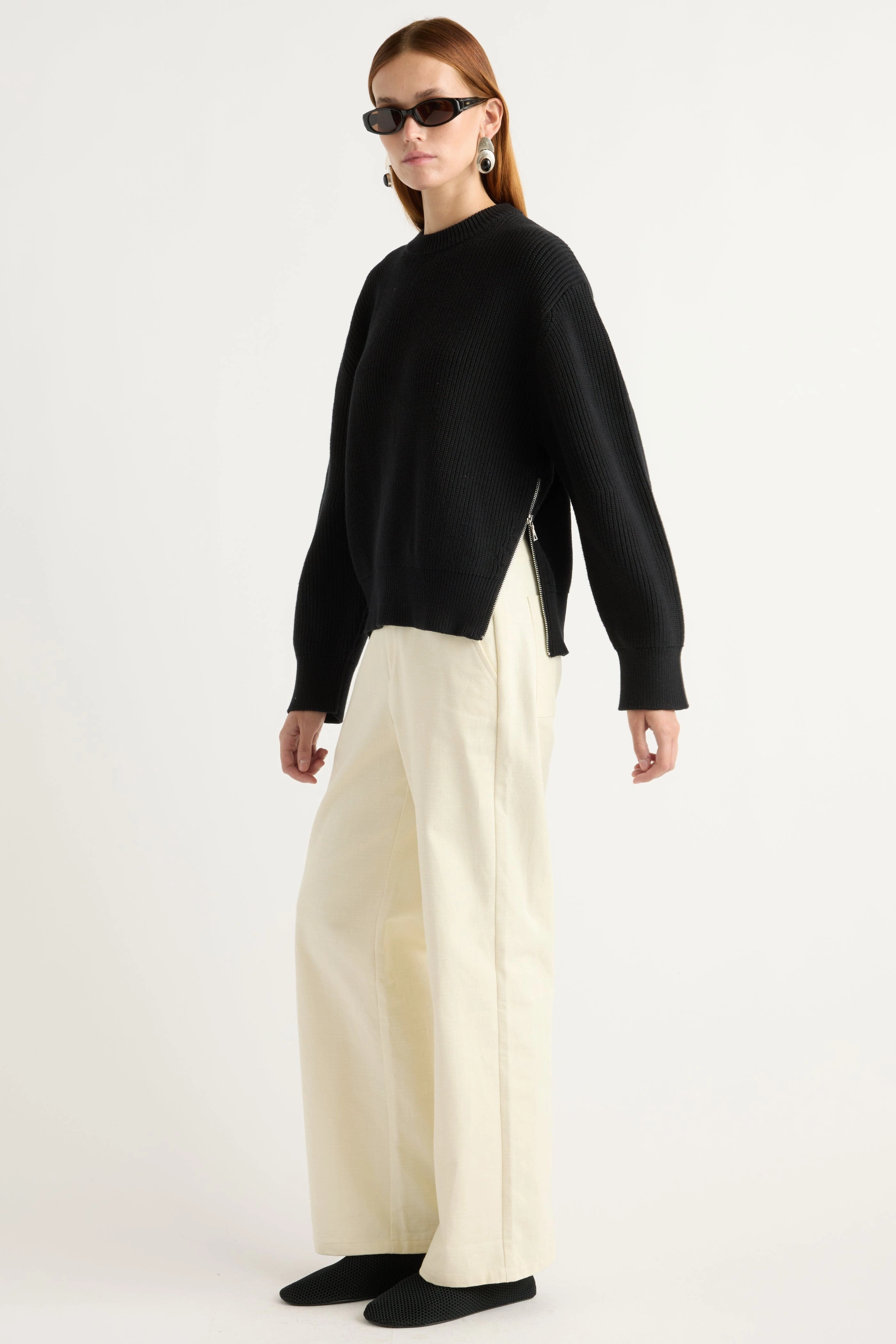 Tate Organic Cotton Side-Zip Sweater Comfort Stretch Fit Fade Resistant Dye
