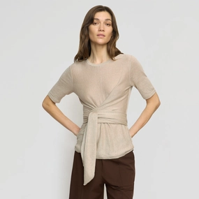Lark Tie-Front Linen Sweater Quick Wear