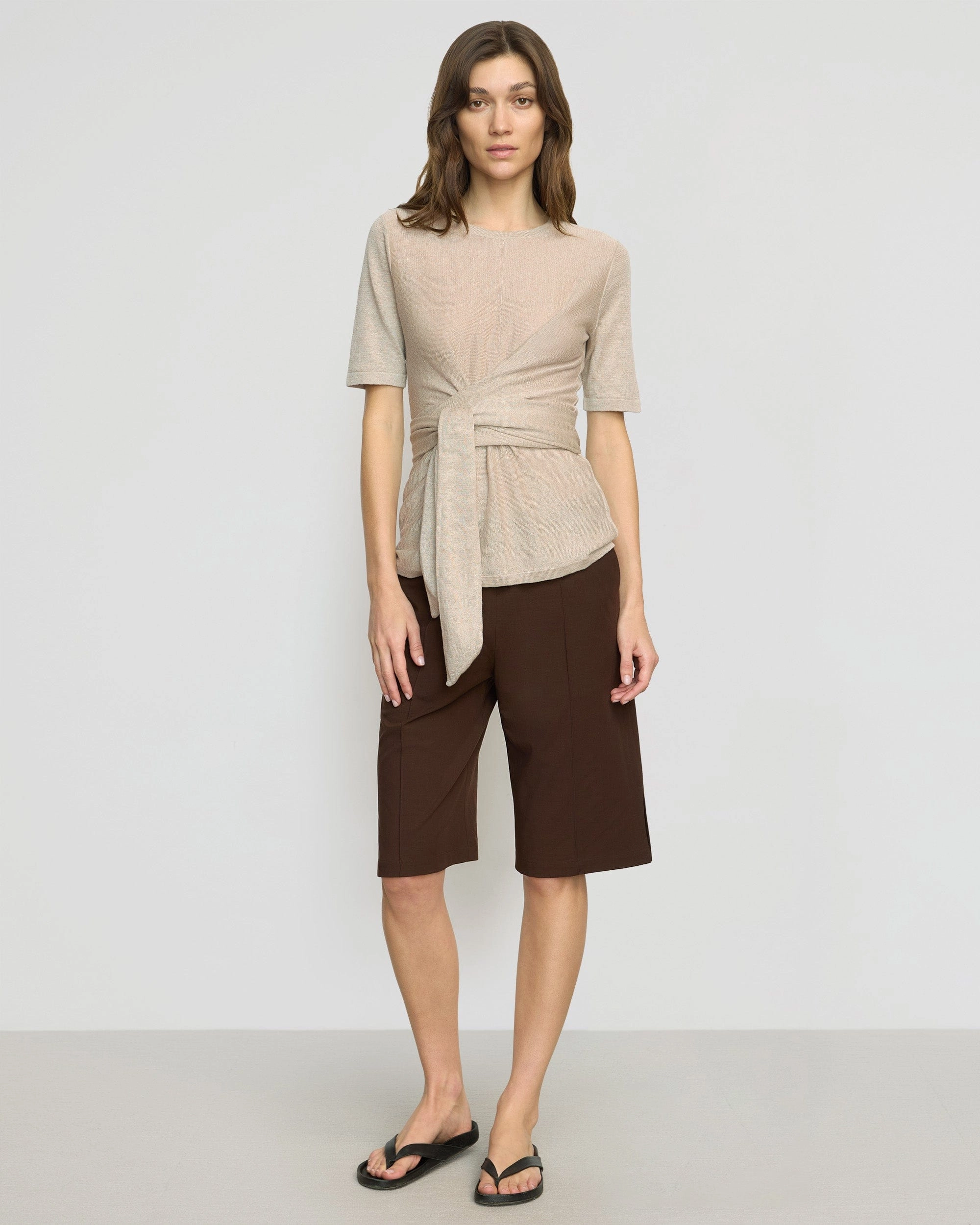 Lark Tie-Front Linen Sweater Versatile Piece