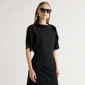 Non Closure Collar Allie Foldover Scarf-Neck Blouse