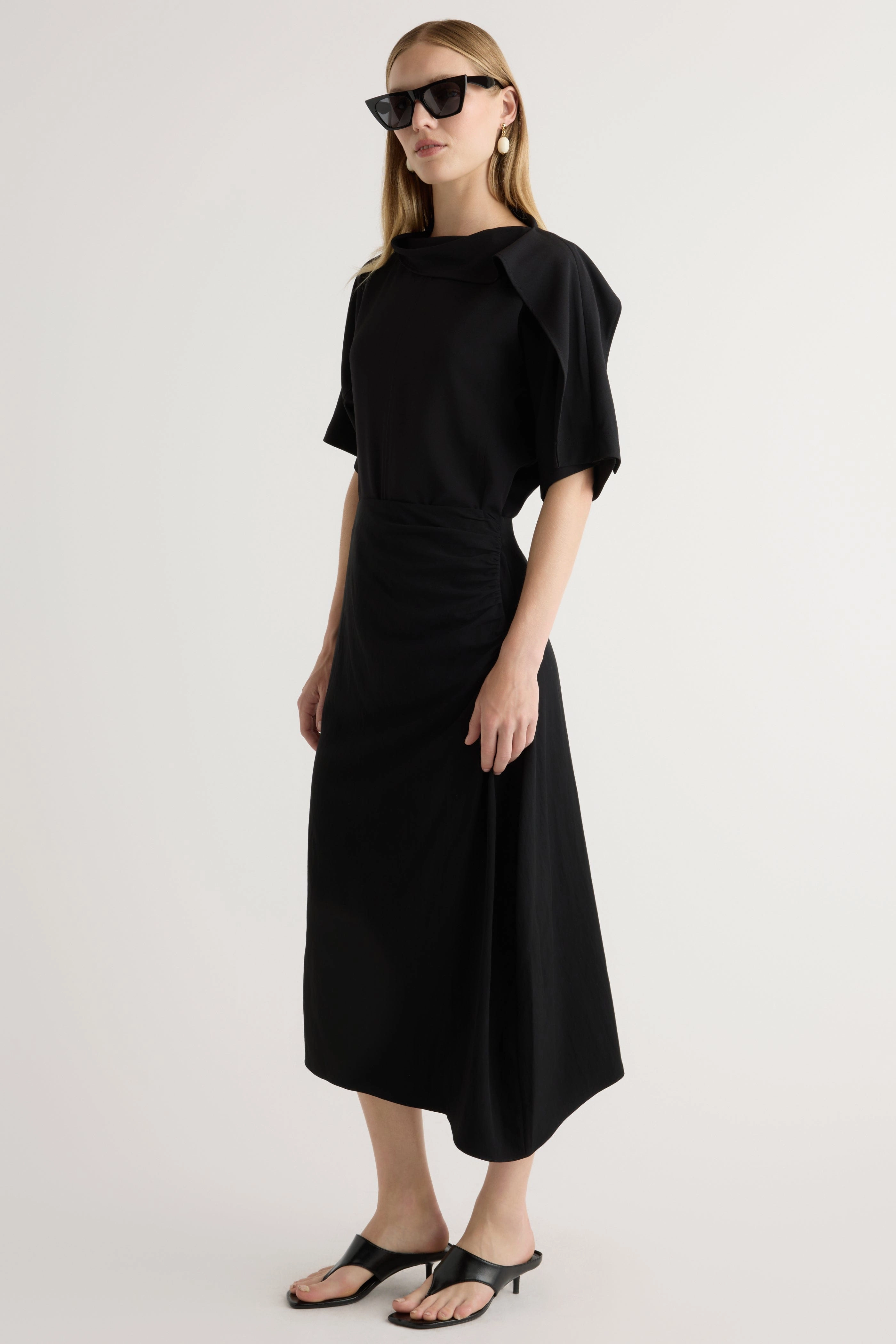 Allie Foldover Scarf-Neck Blouse Eco Conscious Dye Process