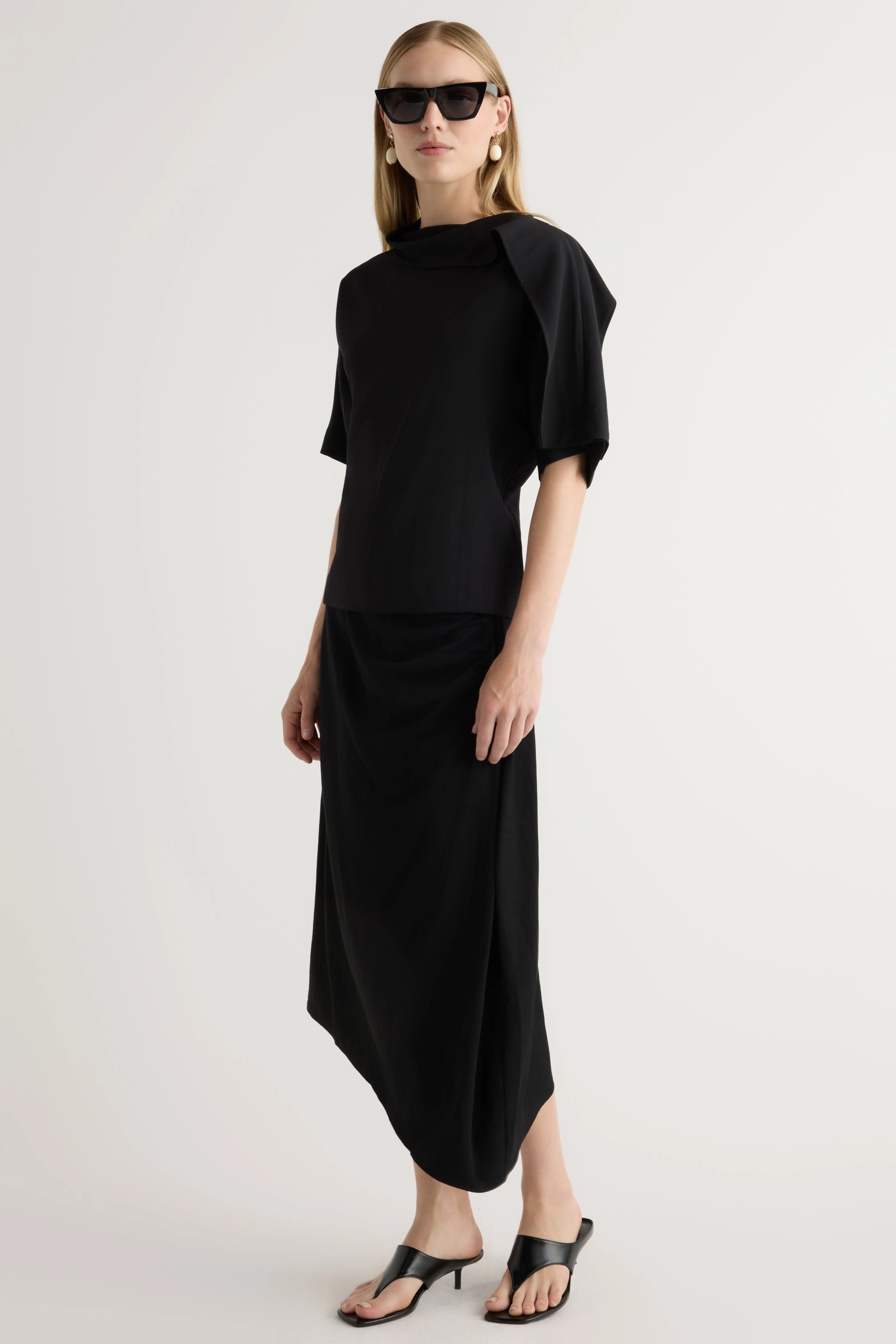 RecycledPolyester FeatherlightConstruction Allie Foldover Scarf-Neck Blouse