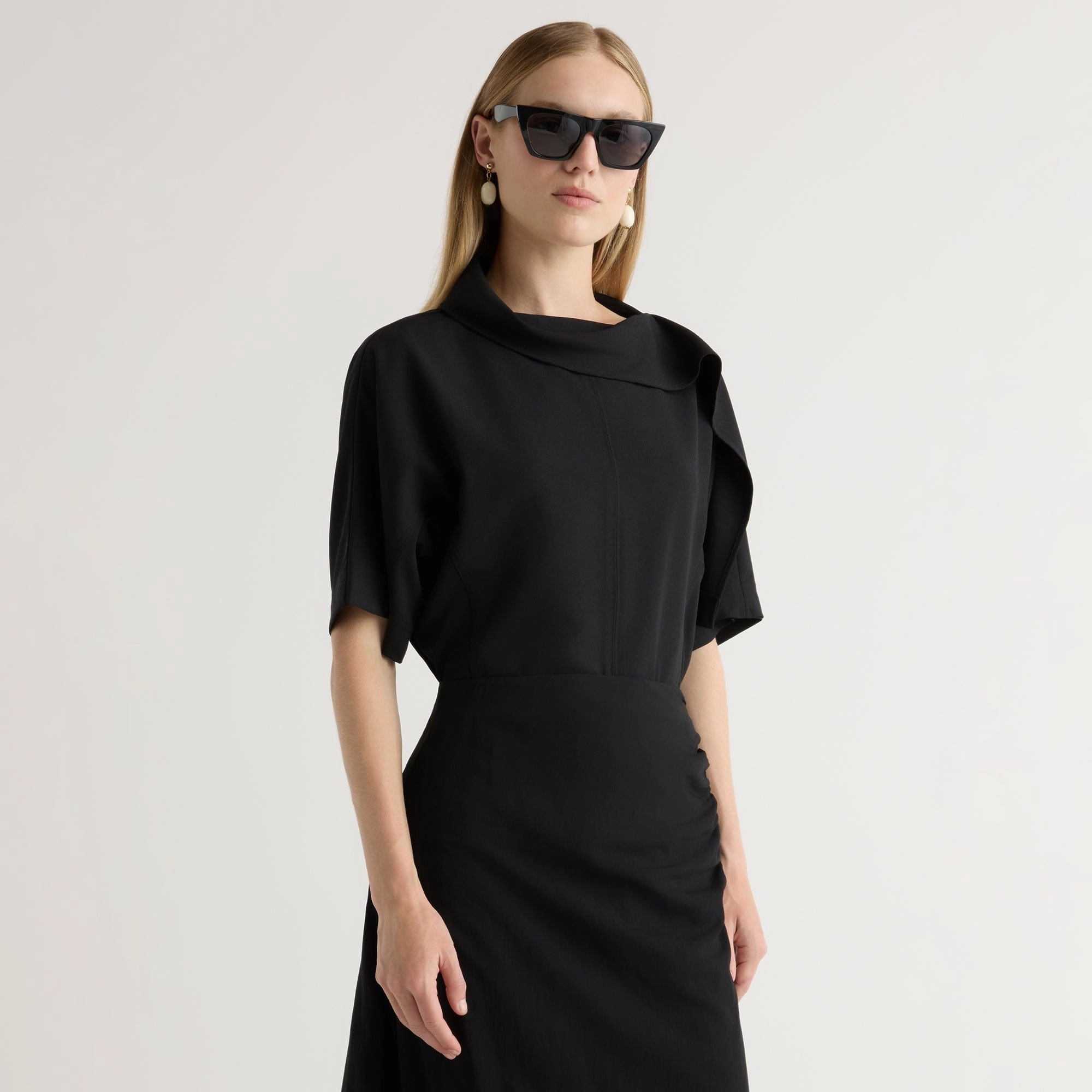 Non Closure Collar Allie Foldover Scarf-Neck Blouse